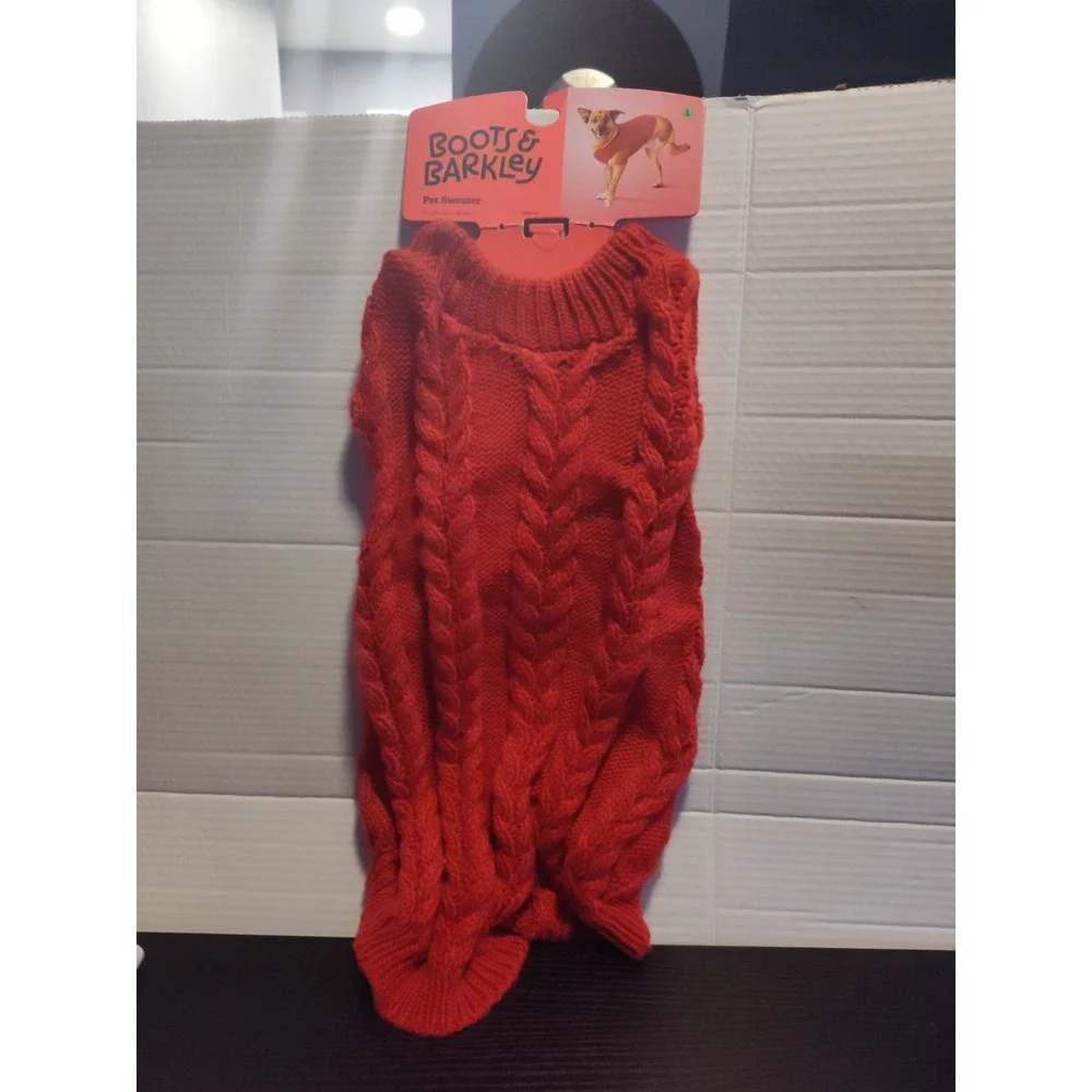 Boots & Barkley Size Large(up to 80lbs) Red Pet Sweater